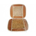 Car Seat Beads - Wooden Bead n Velvet Seat Tan-theme Cushion